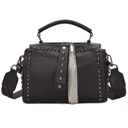 Women's Capacity Boston Simple Wide Strap Tassel Shoulder Bags