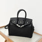 Women's Trendy Canvas Fashionable Lychee Pattern Contrast Shoulder Bags