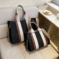 Women's Canvas Contrast Color Large Capacity Fashionable Tote Bags