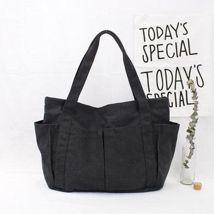 Leisure Artistic Solid Color Canvas Trendy Cloth Simple Fashion Shoulder Bags