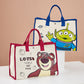 Women's Strawberry Bear Dog Teeth Large Capacity Tote Bags