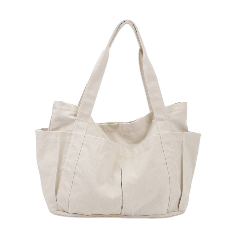 Leisure Artistic Solid Color Canvas Trendy Cloth Simple Fashion Shoulder Bags