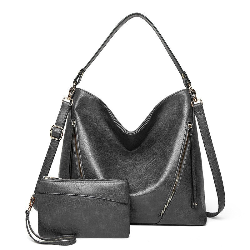 Women's Large Capacity Commuter Underarm Solid Color Soft Shoulder Bags