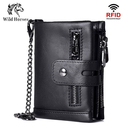 Men's Swiping Vertical Top Layer Oil Wax Men's Wallets