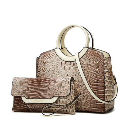 Women's Elegant Fashion Crocodile Pattern Large Capacity Handbags
