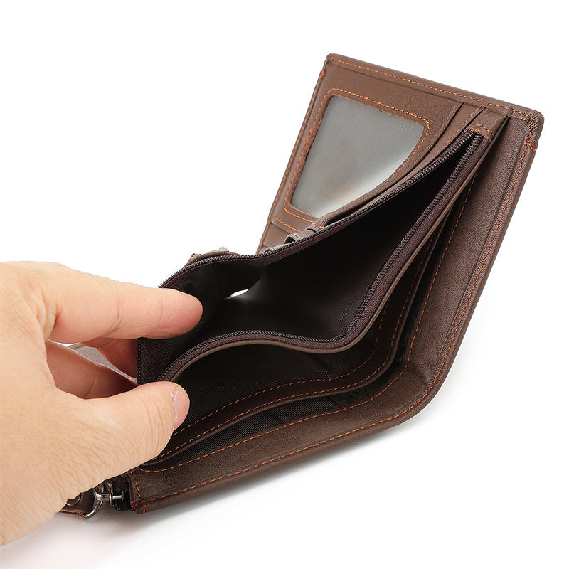 Leather For Man Large Capacity Short Men's Wallets