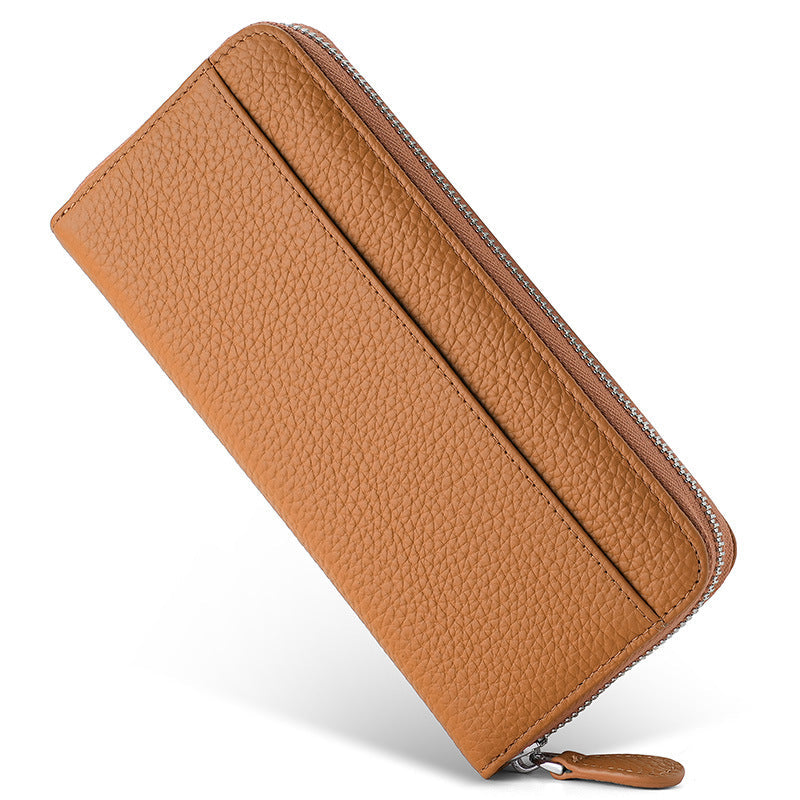 Women's Genuine Leather Long Zipper Clutch Ladies Wallets