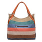 Women's Korean Style Preppy Canvas Contrast Color Striped Handbags