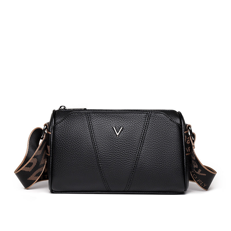 Women's Genuine Leather Fashionable Stitching Soft Large Capacity First Layer Shoulder Bags