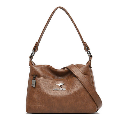 Women's Soft Leather Simple Trendy Large Capacity Shoulder Bags