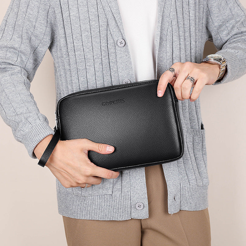 Men's Clutch Leather Large Capacity Soft Cowhide Men's Handbags