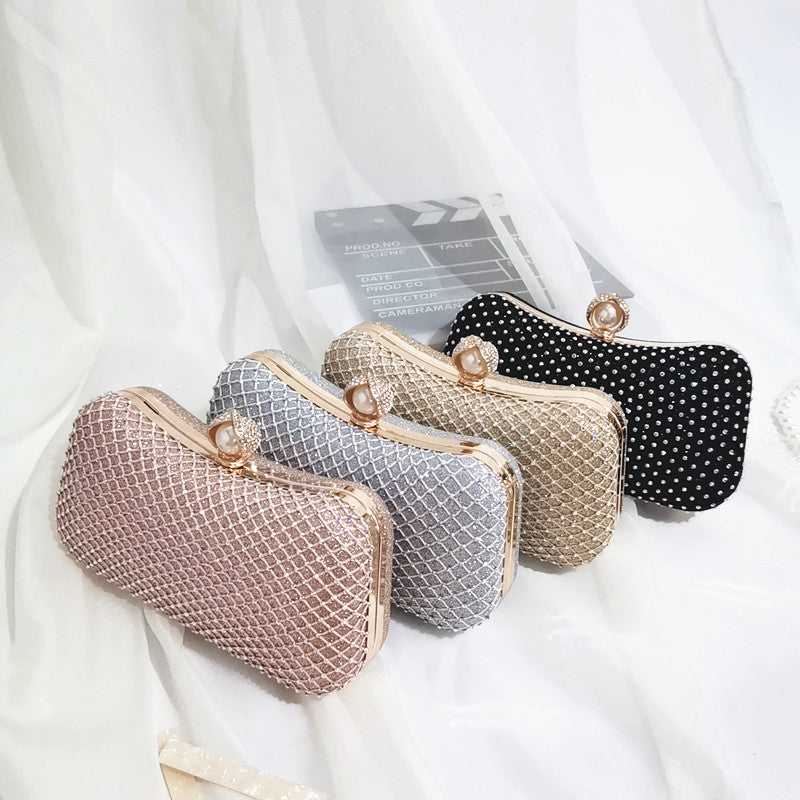 Diamond Pearl Pillow-shaped Net Shiny Dress Dinner Evening Bags