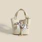 Women's Basket Fashion Portable Soft Leather Lychee Handbags