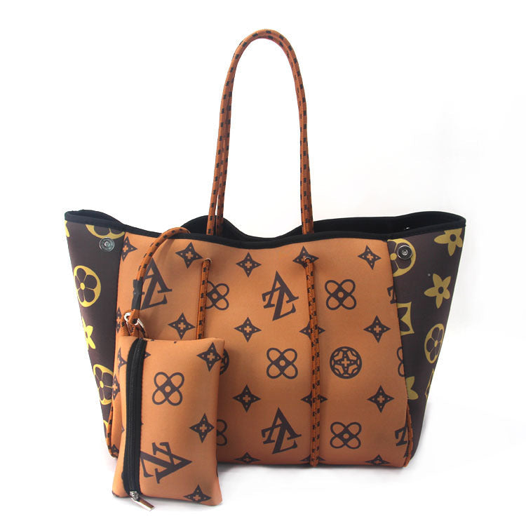 Leopard Print Printed Black Portable Beach Shoulder Bags