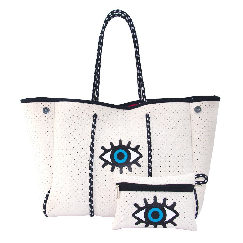 Leopard Print Printed Black Portable Beach Shoulder Bags
