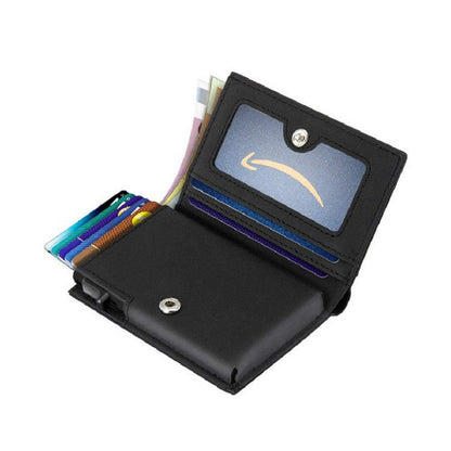 Men's Leather Aluminum Alloy Box Clamp Double Men's Wallets