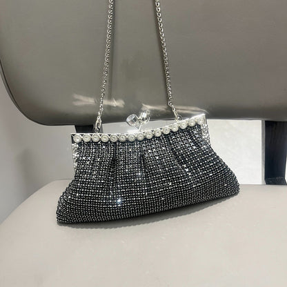 Women's Shiny Rhinestone Handmade Clutch Chain Clip Evening Bags