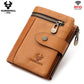First Layer Cowhide Zipper Multiple Slots Pocket Men's Wallets