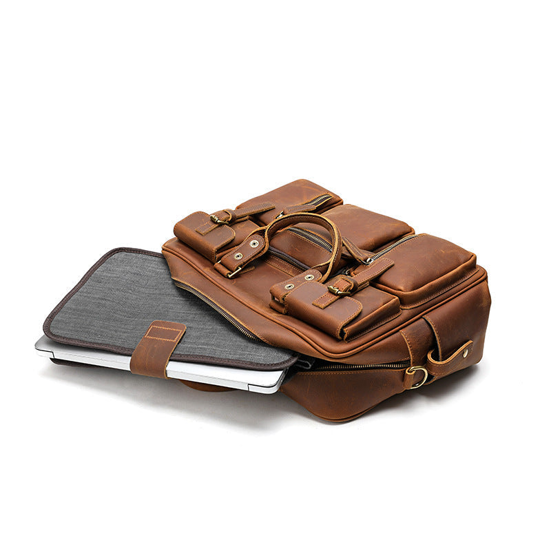 Men's Leather First Layer Cowhide Large Capacity Men's Handbags