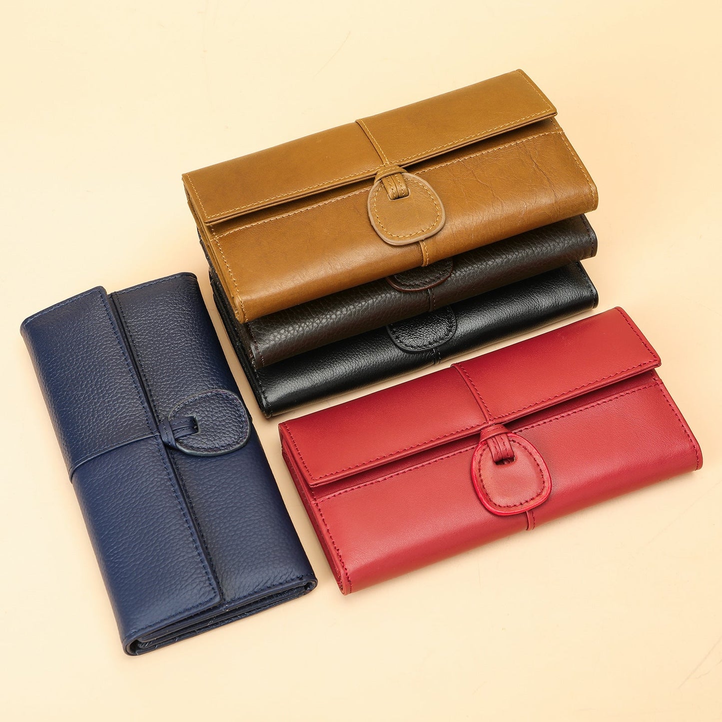 Women's Leather Large Capacity Multiple Slots Simple Ladies Wallets
