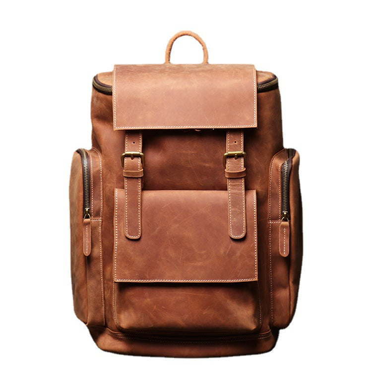 Men's Leather Crazy Horse Mountain Climbing Large Backpacks