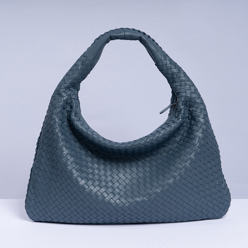 Women's Handmade Sheepskin Woven Fashion Leather Pillow Crossbody Bags