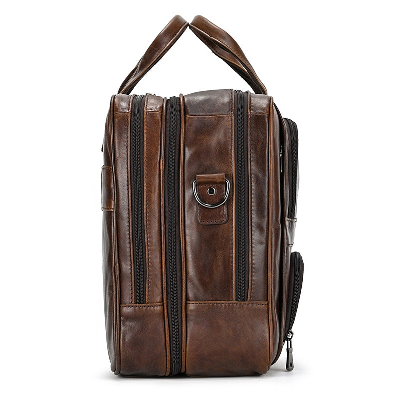 Men's Capacity Business Cowhide Brown Black Commuter Men's Briefcases