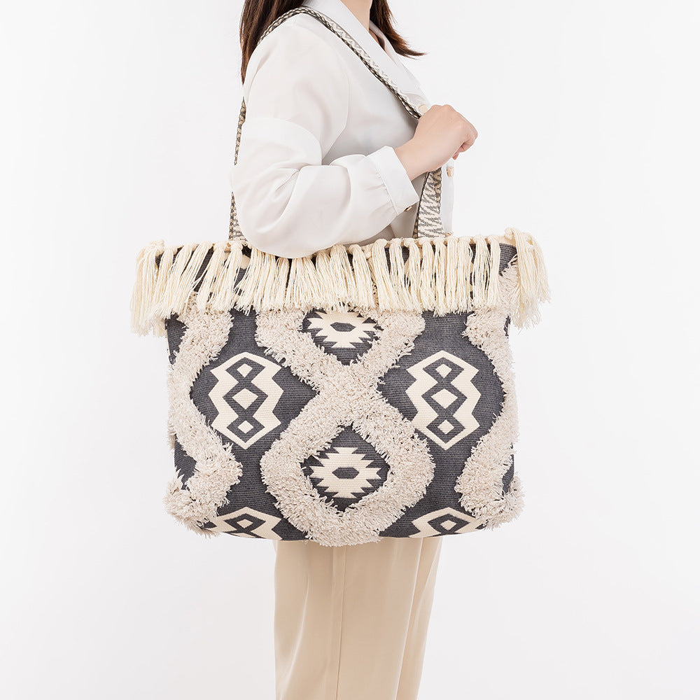 Canvas Large Capacity Female Seaside Vacation Shoulder Bags