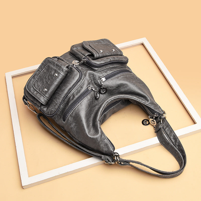 Women's Korean Style Fashionable Mature Soft Leather Shoulder Bags