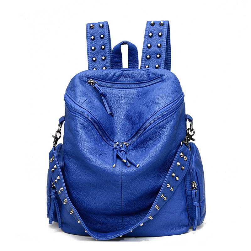 Fashion Studded Washed Leather Large Capacity Backpacks