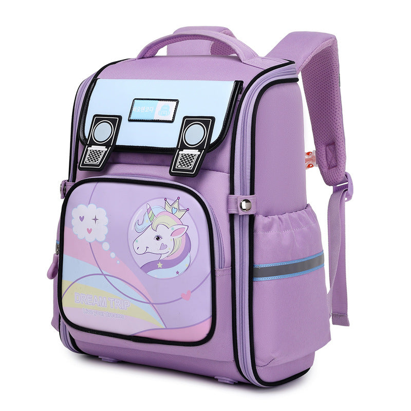 Vertical Fashion Cartoon Primary Grade Spine Elementary School Students' Schoolbags