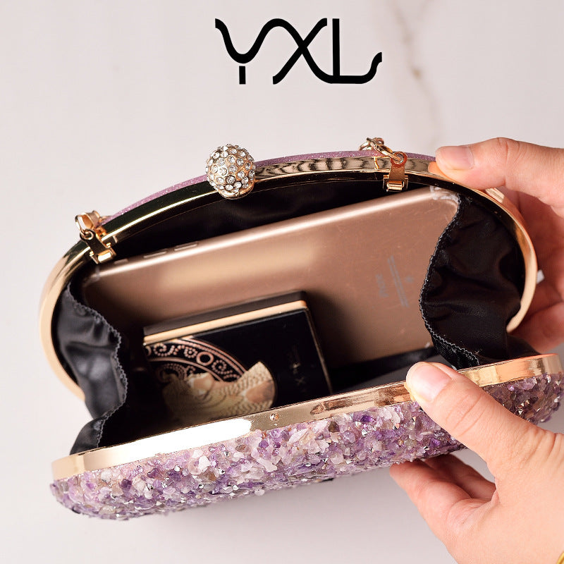 Unique Glamorous Diamond Round Clutch Banquet Evening Bags