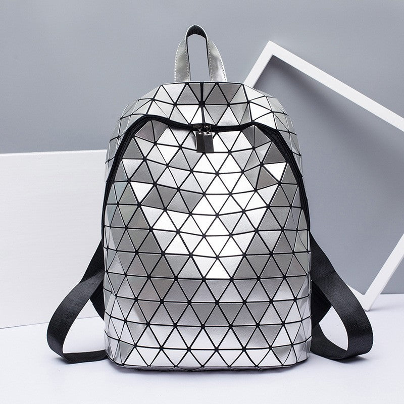 Women's Geometric Luminous Sequined Unisex Rhombus Preppy Backpacks