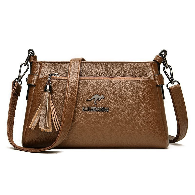 Women's Genuine Leather Tassel Trendy Korean Style Shoulder Bags