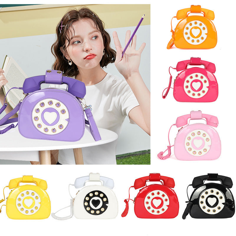 Colorful Personalized Creative Telephone Funny Patent Handbags