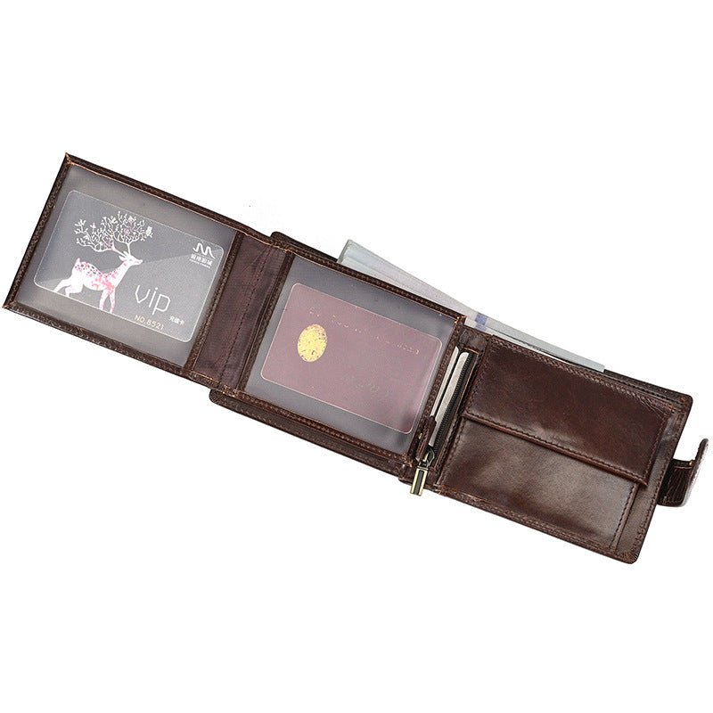 Multiple Slots First Layer Cowhide Oily Bags
