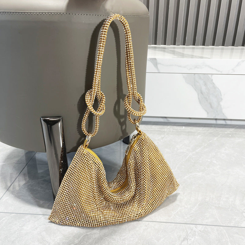 Attractive Women's Rhinestone Underarm Pink Clutch Shoulder Bags