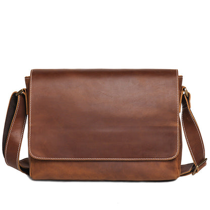 Men's Retro Handmade Cowhide Crazy Horse Leather Men's Messenger Bags
