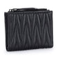 Women's Sheepskin Pleated Vertical Fashion Embroidery Short Ladies Wallets
