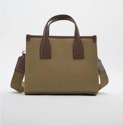 Women's Z Fashionable Canvas Contrast Color Retro Crossbody Bags
