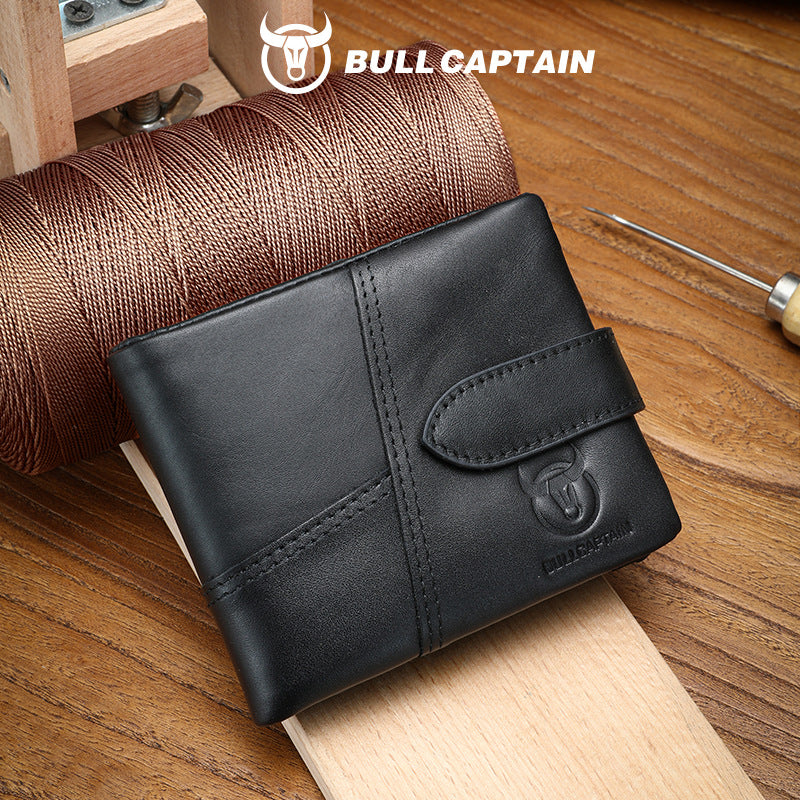 Men's Bull Captain Leather Horizontal Green Retro Men's Wallets