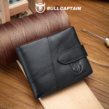 Men's Bull Captain Leather Horizontal Green Retro Men's Wallets