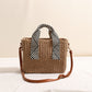 Versatile Straw Solid Color Woven Vacation Style Beach Crossbody Bags
