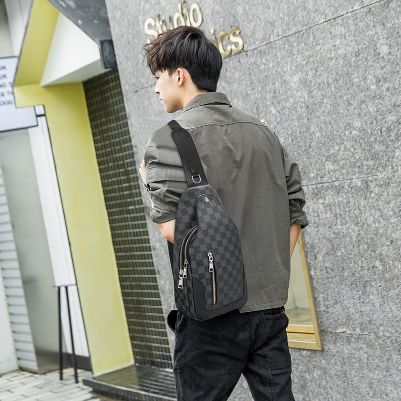 Men's Retro Fashion Light Luxury High-grade Chessboard Tactical Bags