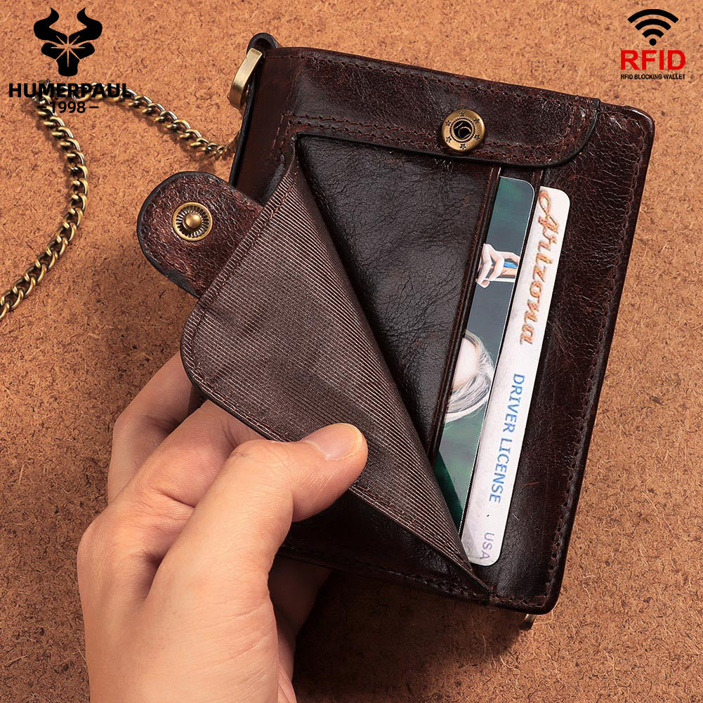 Men's Creative Leather Zip Large Capacity Purses