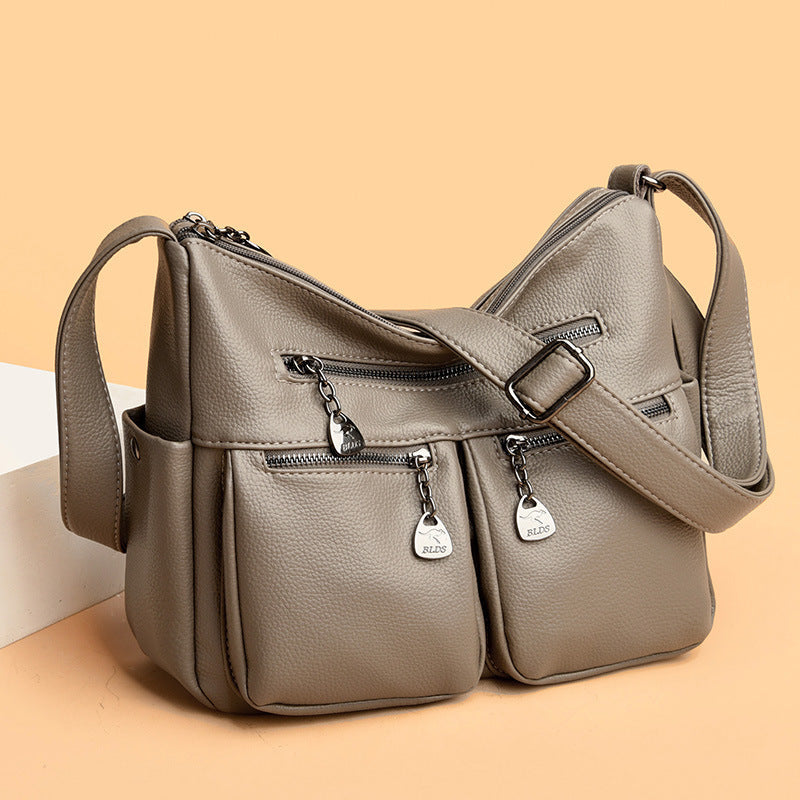 Women's Large Capacity Soft Leather Mother Tide Crossbody Bags