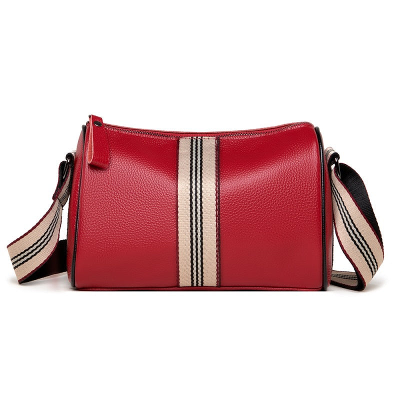 Women's Leather Fashion Litchi Pattern Contrast Color Shoulder Bags