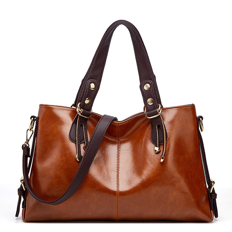 Women's Large Capacity Soft Leather Portable Commuting Shoulder Bags