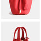 Layer Cowhide Lychee Pattern Solid Color Bucket Bags