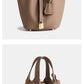 Layer Cowhide Lychee Pattern Solid Color Bucket Bags